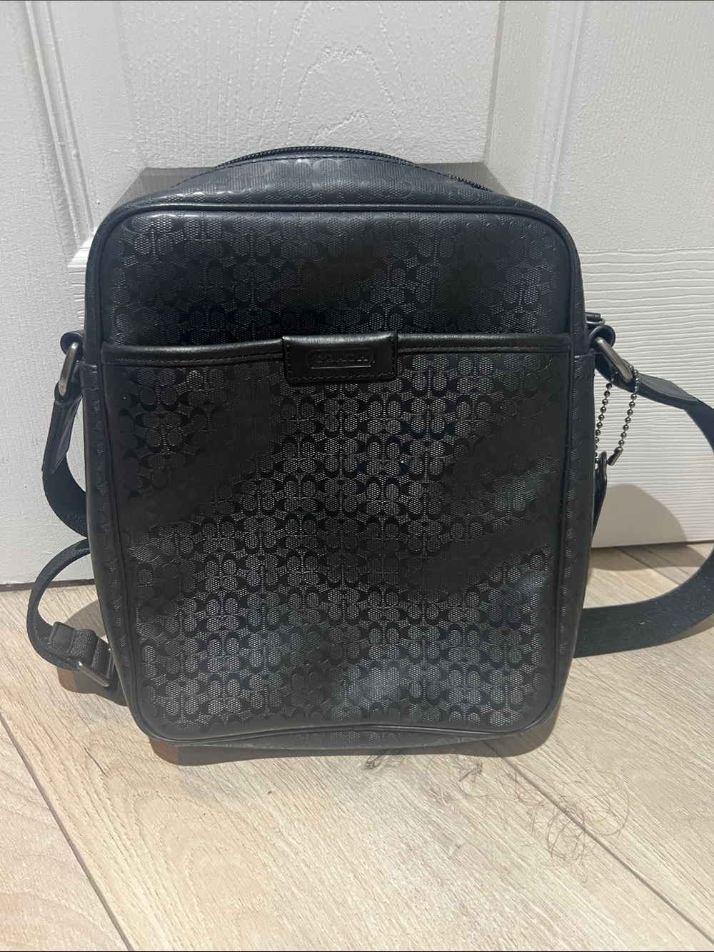 Coach Men’s Black Signature Jacquard Messenger Crossbody